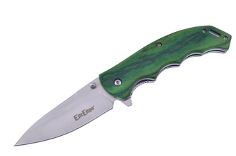 4.5" Black Stainless Steel Dark Green Wood Folder