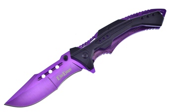 4.5" Black Aluminum Tactical w/Purple Blade