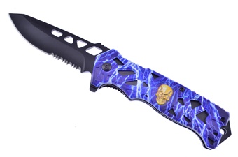 4.75" Blue Camo Skull Assisted Tactical