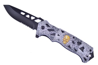 4.75" Grey Camo Skull Assisted Tactical