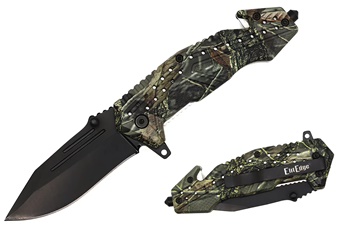 4.75" Green Camo Rescue Knife