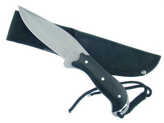 9" Black Pakkawood Bush Hog Bowie w/Sheath