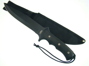 12.5" Black Wood Bowie w/Sheath