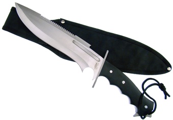 15" Black Pakkawood Bowie w/Sheath