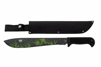 18" Black Rubberized Machete w/Sheath