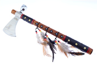 17" Leather Wrapped Wood Hatchet w/Pipe