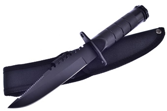 8.5" Black Stainless Steel Survival Knife w/Sheath