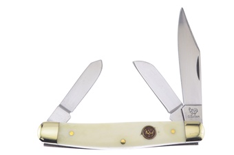 4" White Smthbn 3 Blade Stockman