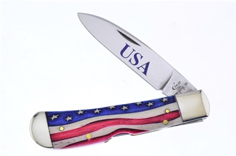 4.125" Case Star Spangled Banner Bone Tribal Lock