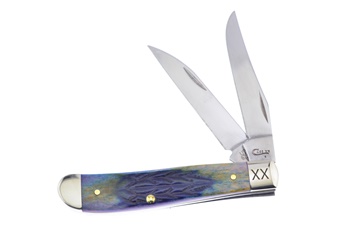 3.5" Case Burnt Purple Jigged Bone Mini Trapper