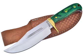 13" Green Pakkawood Bowie w/Sheath