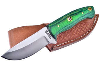 6.75" Green Pakkawood Skinner w/Sheath