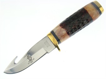 8.5" Brown Pickbone Guthook Skinner w/Sheath