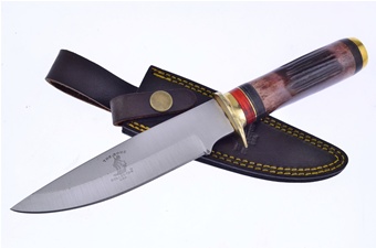 10" Brown Bone Hunter w/Leather Sheath