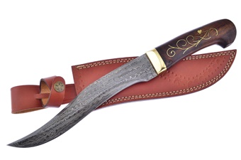 14.75" Damascus Brass Inlay Bowie