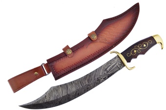 17.25" Damascus Brass Inlay Cutlass
