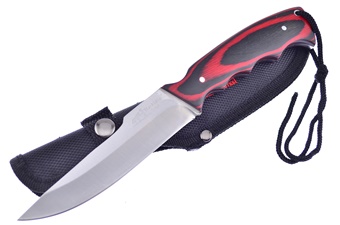 9" Red/Black Pakkawood Skinner w/Sheath