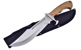 13" Walnut Wood Bowie w/Nylon Sheath