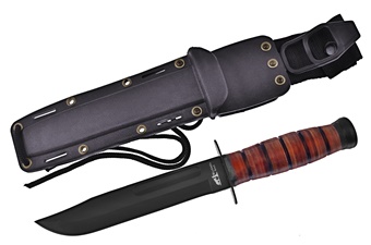 12" Stacked Leather Handle Bowie w/Sheath