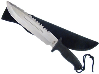 15" Rubberized Black Bowie w/Sheath