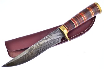 11" Stacked Leather Bowie w/Sheath