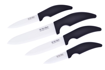 4pc Black Rubber White Ceramic Set