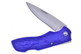 Blue Stainless Steel Lockback Folder