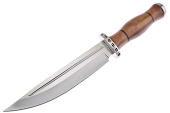 Walnut Wood Stainless Steel Bowie With Sheath