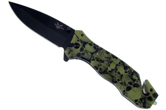 Green Skull Tac Assault Assisted Open Tactical