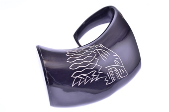 Ox Horn Mug w/ Wolf Etch(1pc)