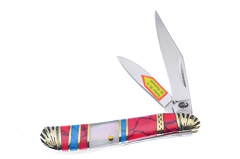 Red Turquoise Mother Of Pearl Stainless Steel Little Peanut