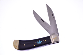 Show Sample Buff Horn w/Turquoise Inlay Stainless Steel