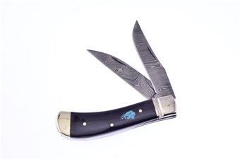 Show Sample Buffalo Horn Arrow Inlay Damascus Blade(1pc