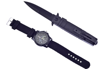 Closeout 2pc Tactical & Watch Set-Black(1