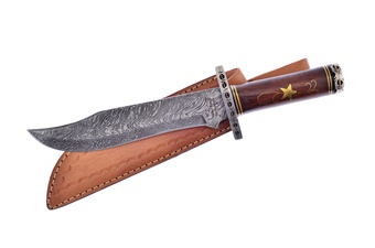 Show Sample Damascus Walnut Wood Bowie (1pc)