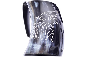 Show Sample Ox Horn Mug w/ Wolf Etch(1p