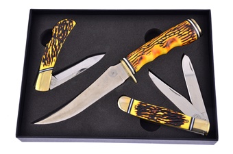 3pc Imitation Stag Gift Set w/Sheath