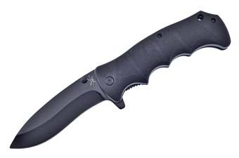 Black Rubber Black Stainless Steel Assisted Open Tactical