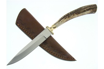 Show Sample Stag Stainless Steel Leather Sheath Skinner