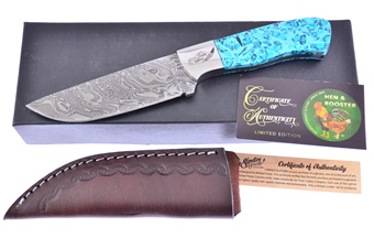 Michael Prater Hen + Rooster Light Turquoise Damascus