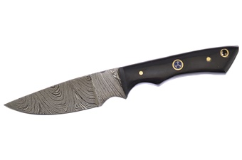 Show Sample Buff Horn Damascus Skinner