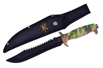 Camo Campsite Black Stainless Steel Bowie