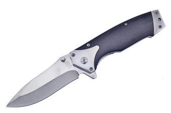 Black Pakkawood Stainless Steel Assisted Open Tactical