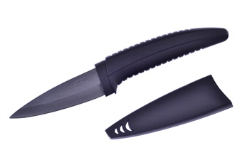 7.5" Black Ceramic Kitchen Knife w/Sheath