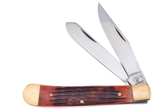 4.25" Antique Jigged Bone Copper Bolster Trapper