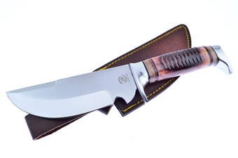 11.5" Brown Bone Bowie w/Leather Sheath