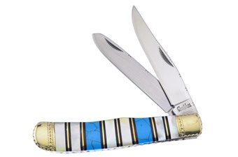 4.25" Blue Turquoise & Mother Of Pearl Trapper