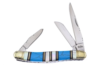 3.5" Blue Turquoise & Mother Of Pearl Range Rider