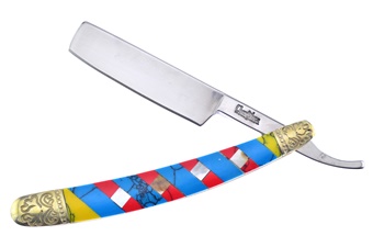 4" Mother Of Pearl/Yellow/Red/Blue Turquoise Razor