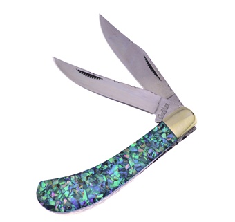 3.875" Green Crush Abalone Saddlehorn